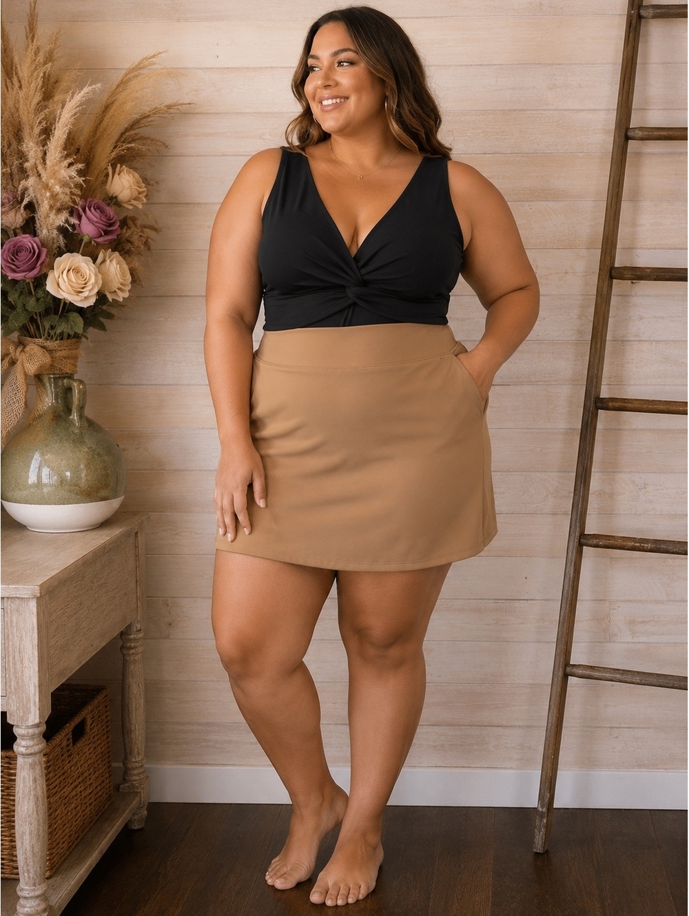 Girlfriend Collective Recycled Polyester Spandex Skirt XXXL Tan